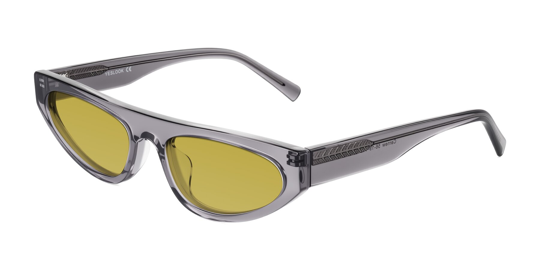Angle of Carnew in Transparent Gray with Champagne Tinted Lenses