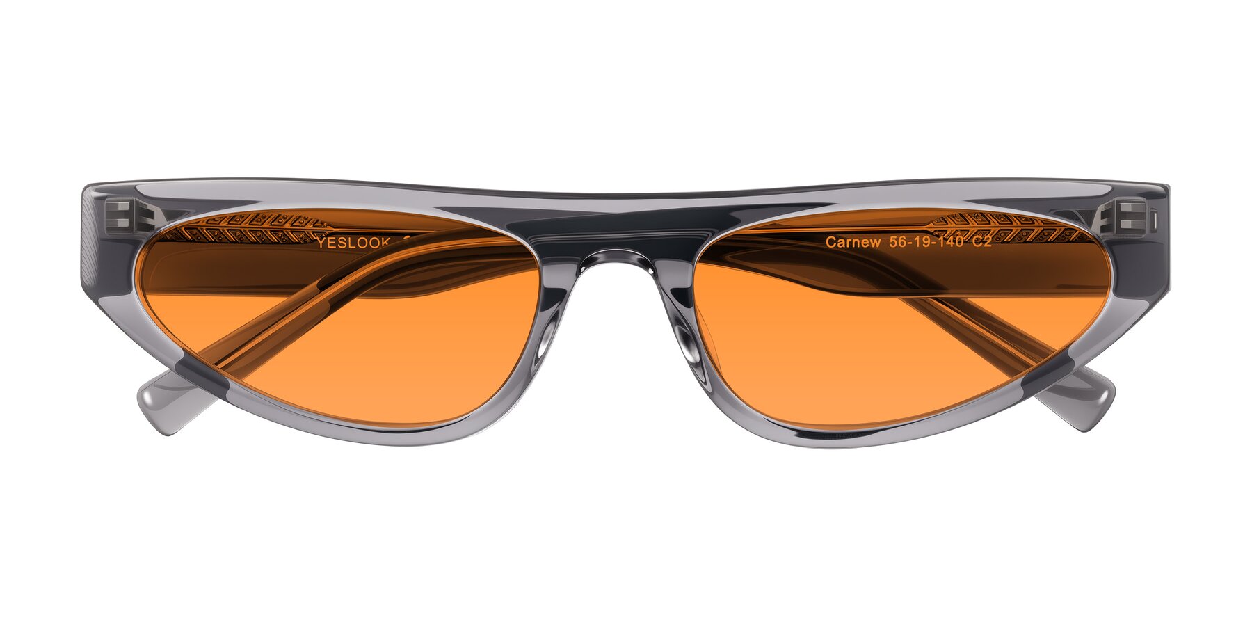 Folded Front of Carnew in Transparent Gray with Orange Tinted Lenses