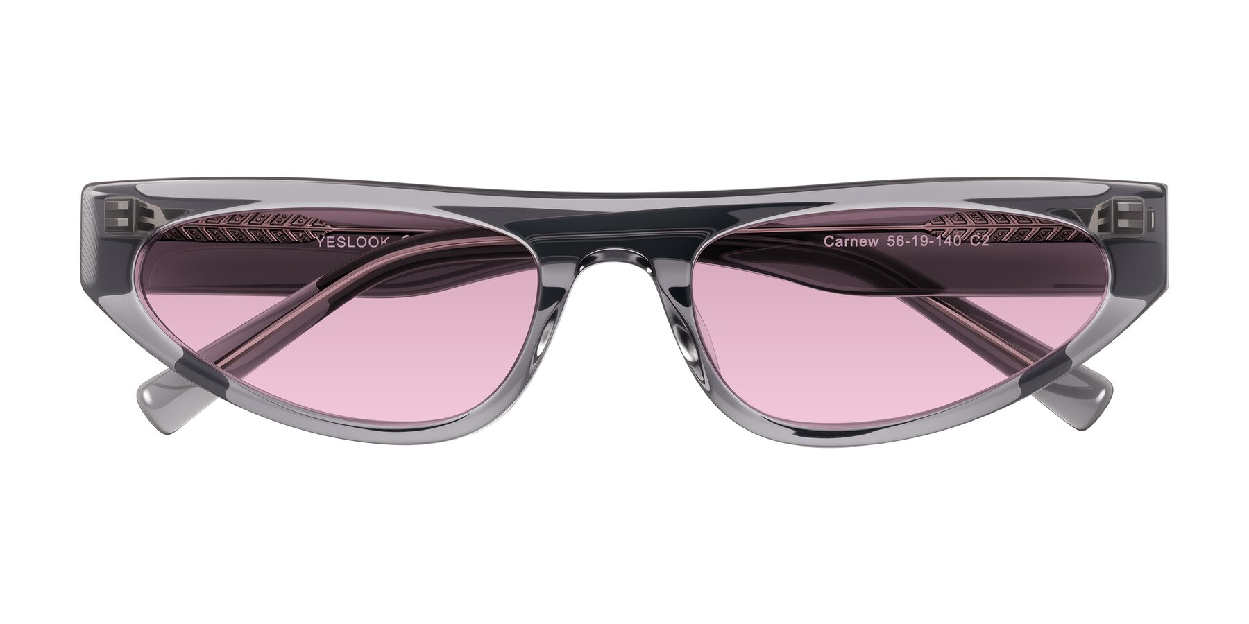 Folded Front of Carnew in Transparent Gray with Light Wine Tinted Lenses