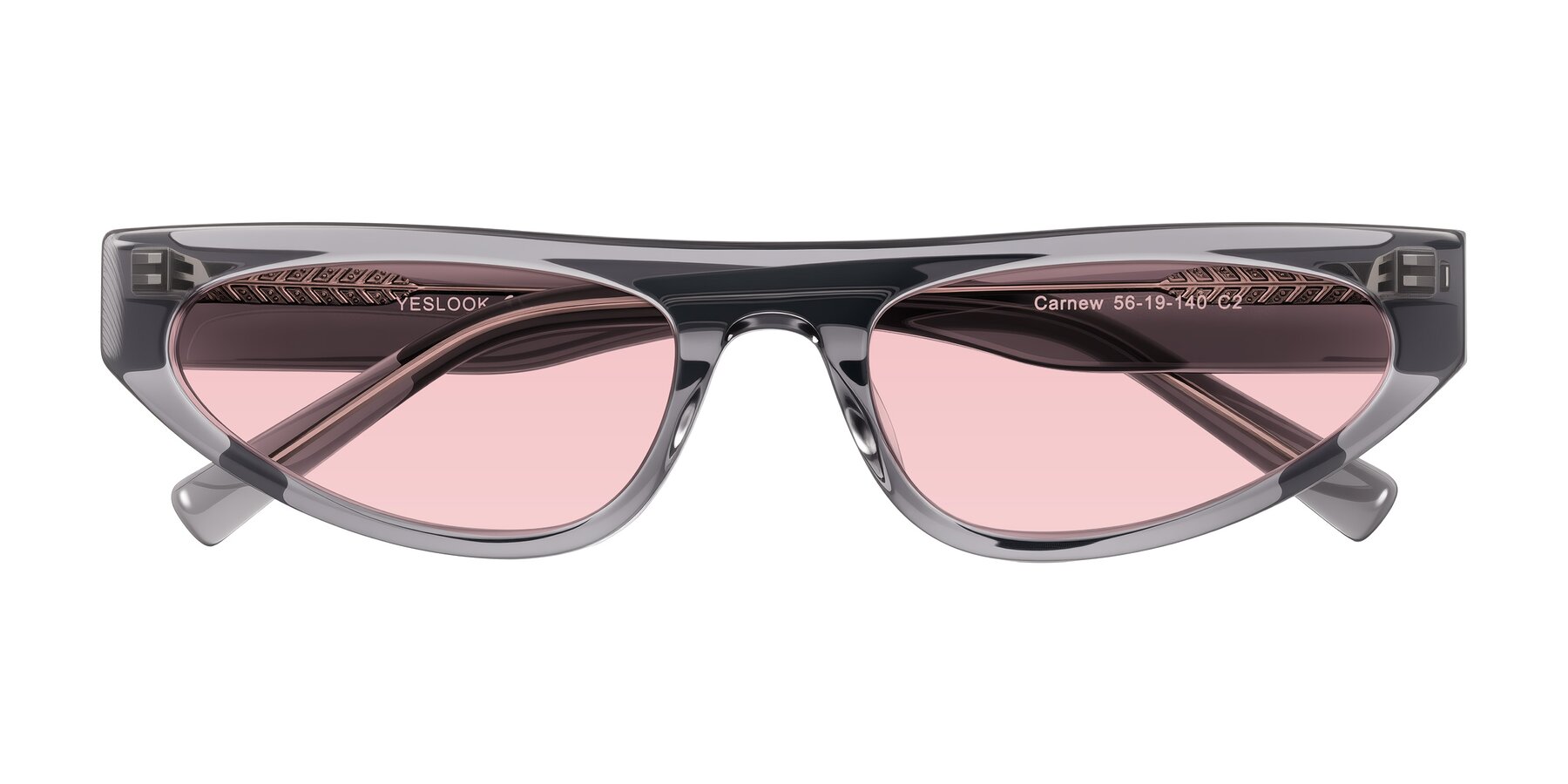 Folded Front of Carnew in Transparent Gray with Light Garnet Tinted Lenses
