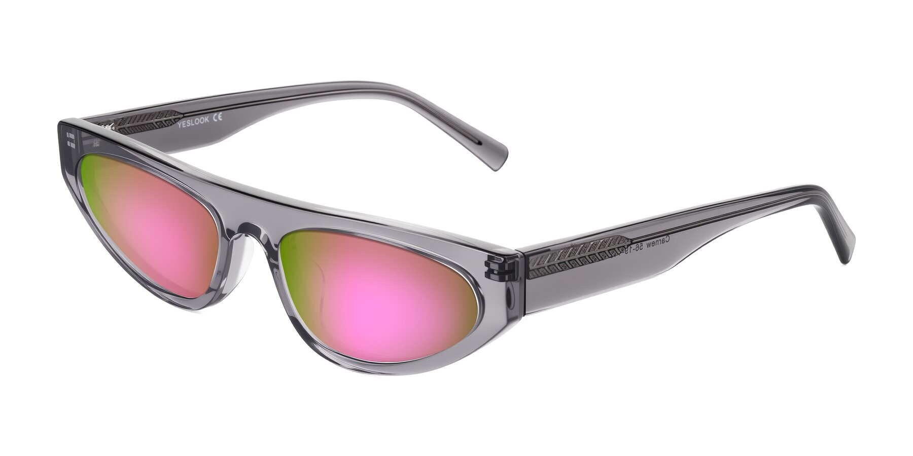 Angle of Carnew in Transparent Gray with Pink Mirrored Lenses