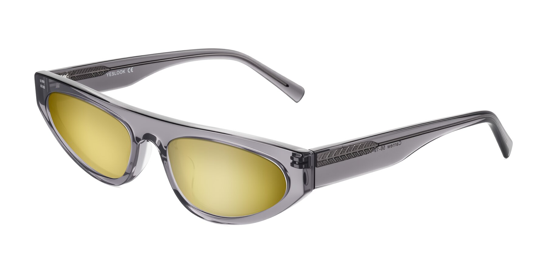 Angle of Carnew in Transparent Gray with Gold Mirrored Lenses
