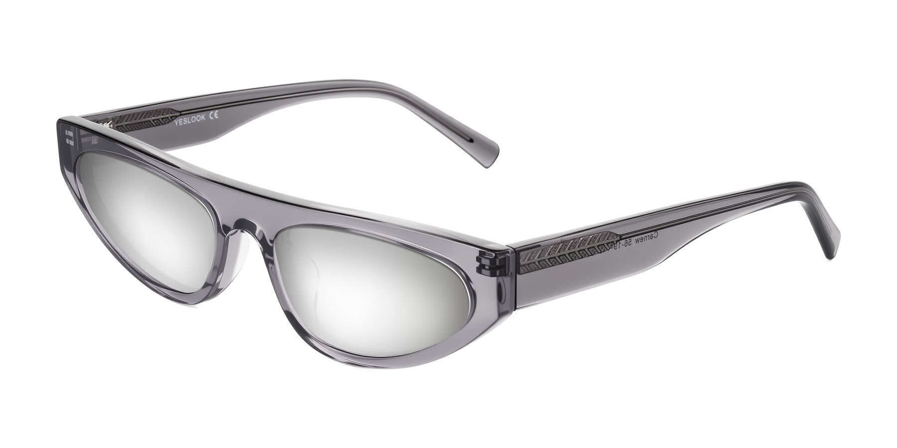 Angle of Carnew in Transparent Gray with Silver Mirrored Lenses