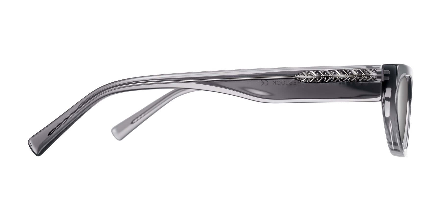 Side of Carnew in Transparent Gray with Silver Mirrored Lenses