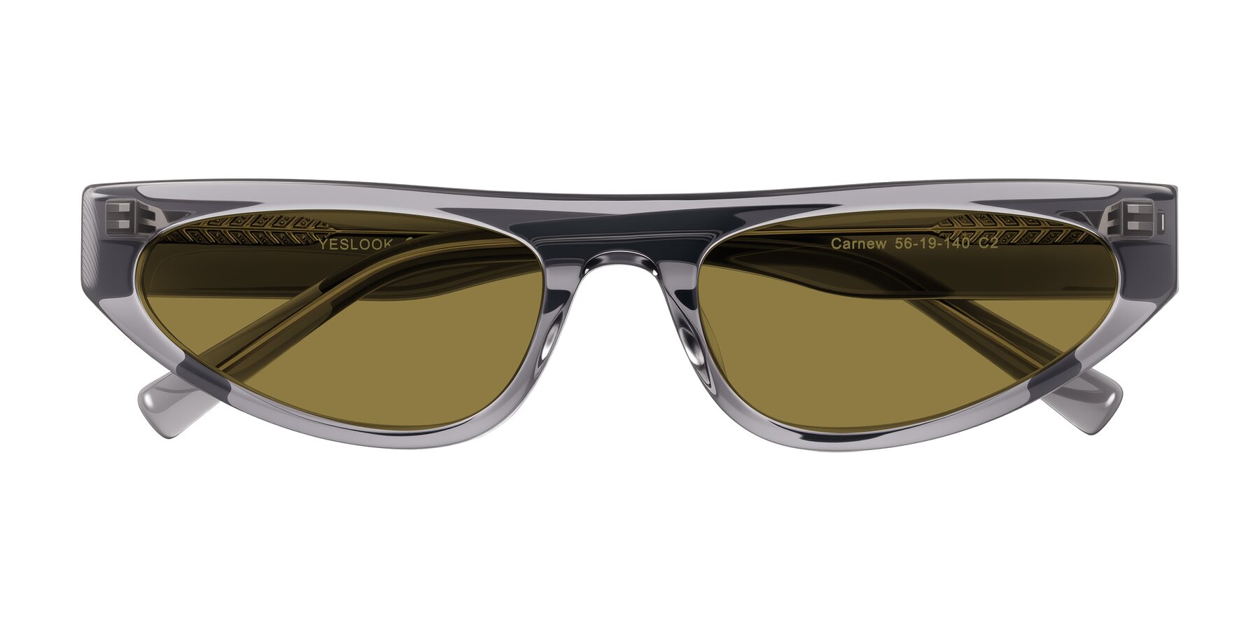 Folded Front of Carnew in Transparent Gray with Brown Polarized Lenses