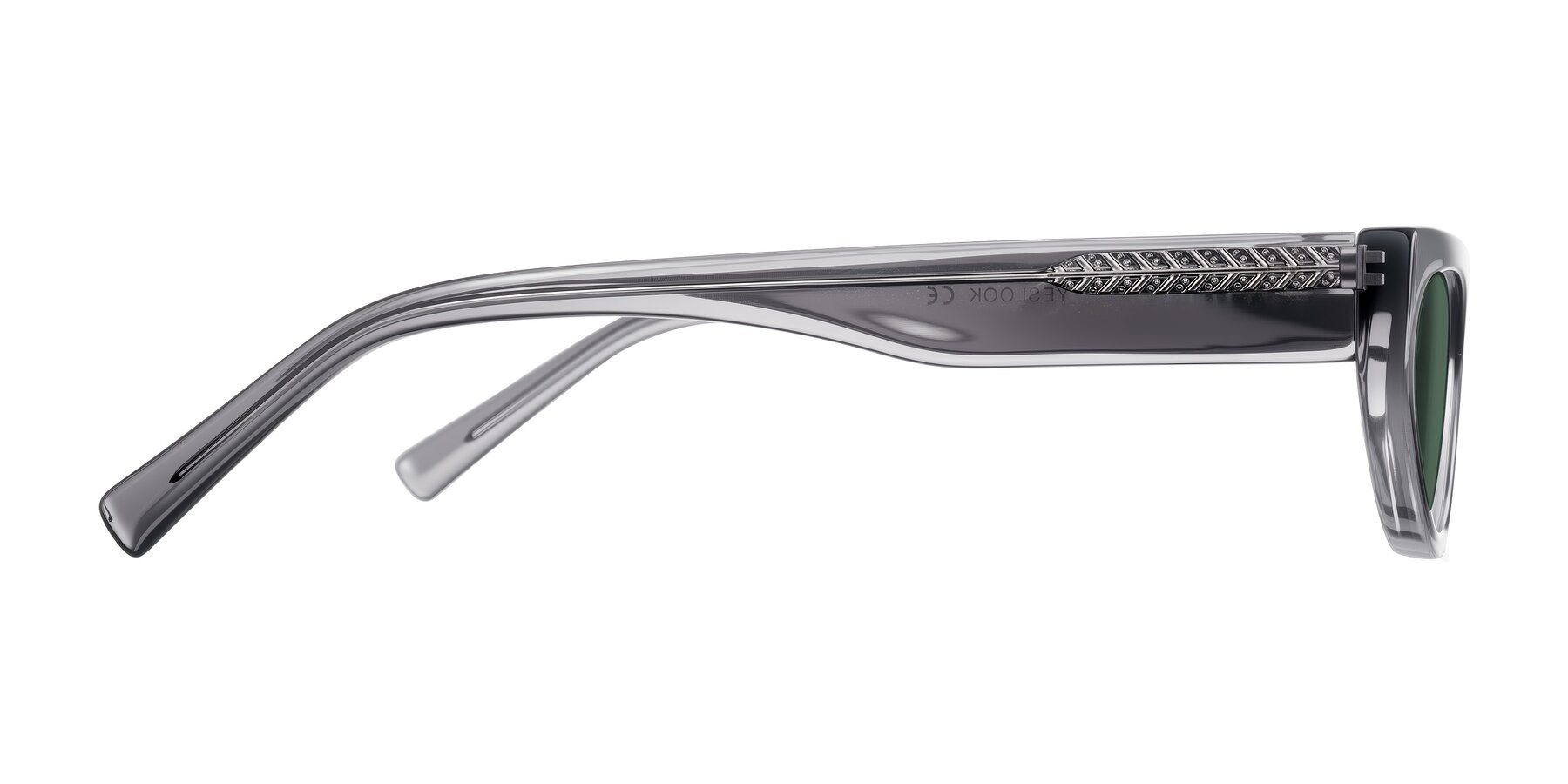 Side of Carnew in Transparent Gray with Green Polarized Lenses