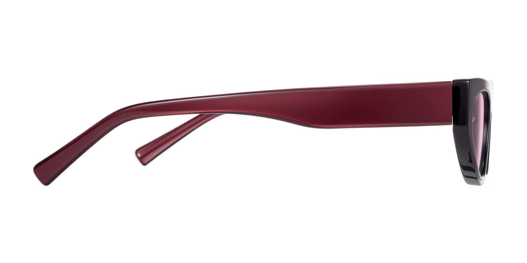 Side of Carnew in Pearlescent Burgundy with Light Pink Tinted Lenses