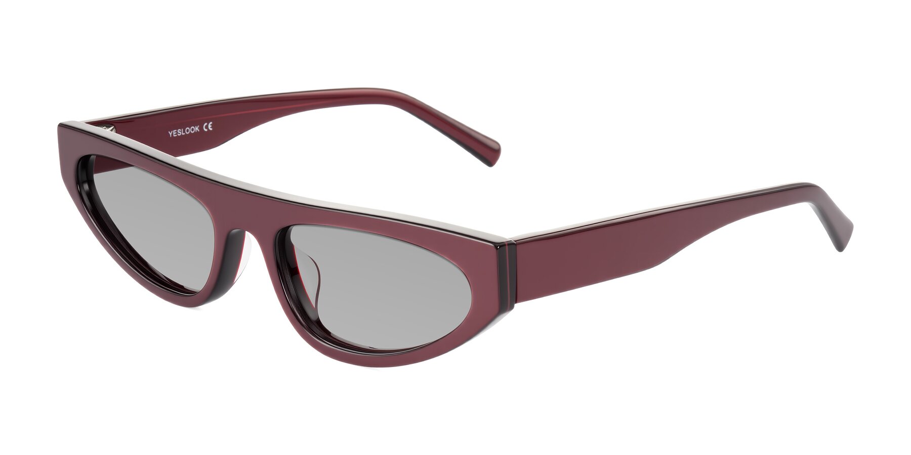 Angle of Carnew in Pearlescent Burgundy with Light Gray Tinted Lenses