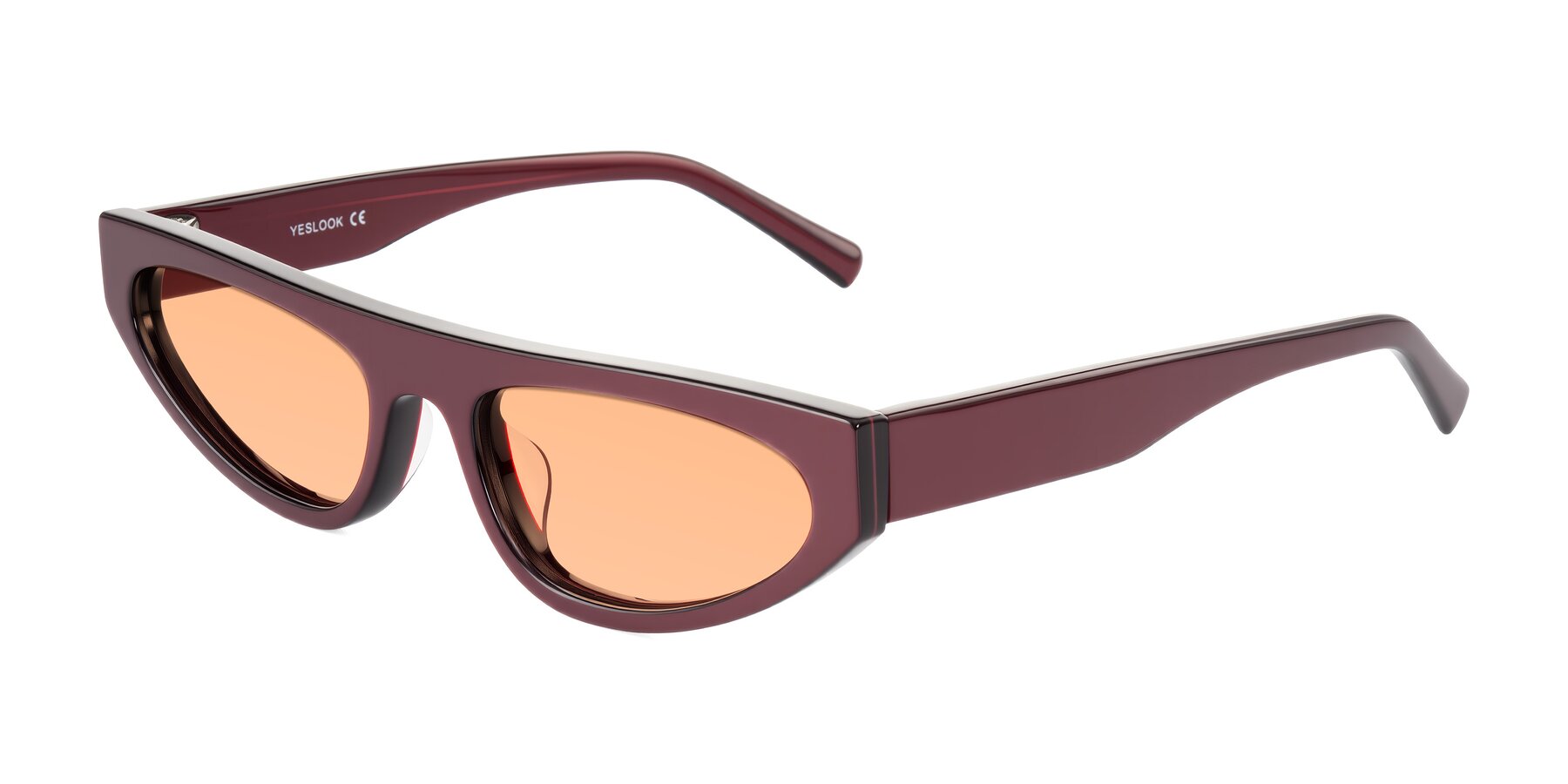 Angle of Carnew in Pearlescent Burgundy with Light Orange Tinted Lenses