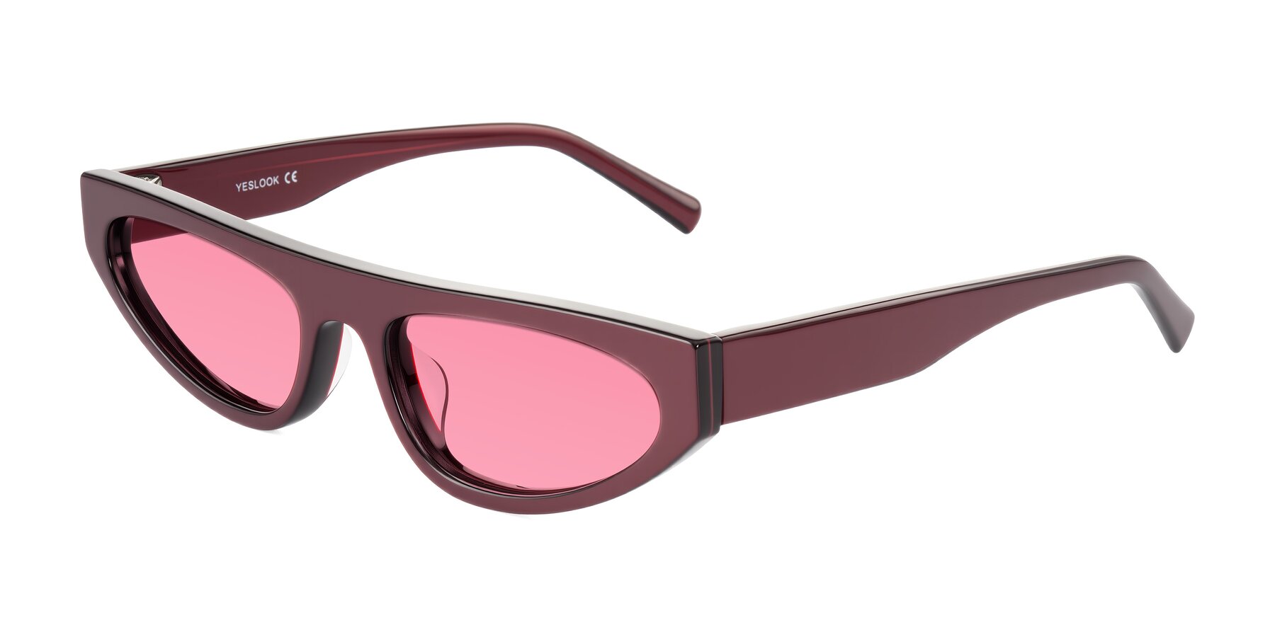 Angle of Carnew in Pearlescent Burgundy with Pink Tinted Lenses