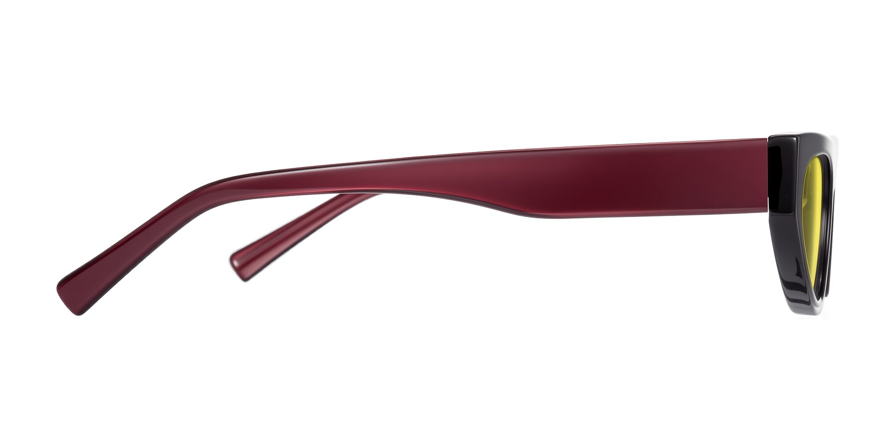 Side of Carnew in Pearlescent Burgundy with Medium Yellow Tinted Lenses