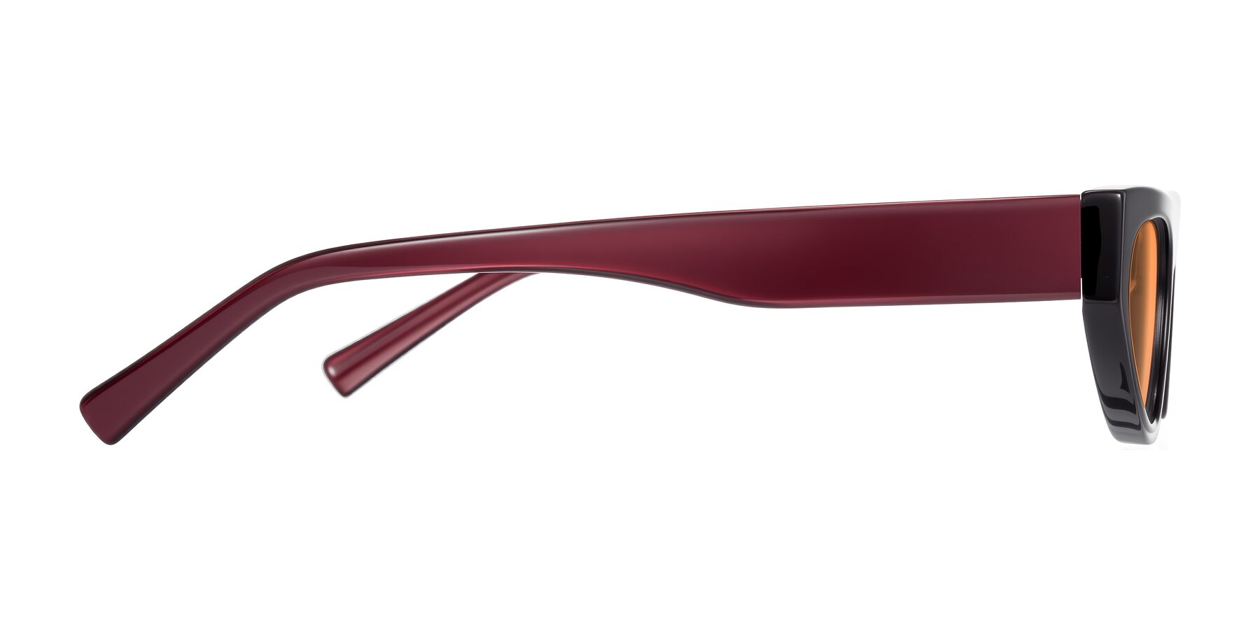 Side of Carnew in Pearlescent Burgundy with Medium Orange Tinted Lenses