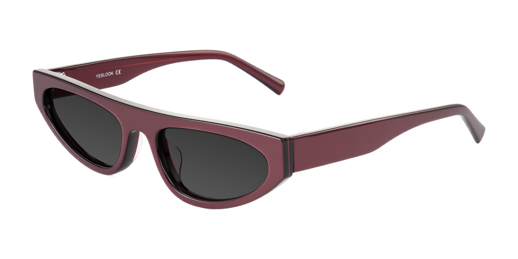 Angle of Carnew in Pearlescent Burgundy with Gray Tinted Lenses