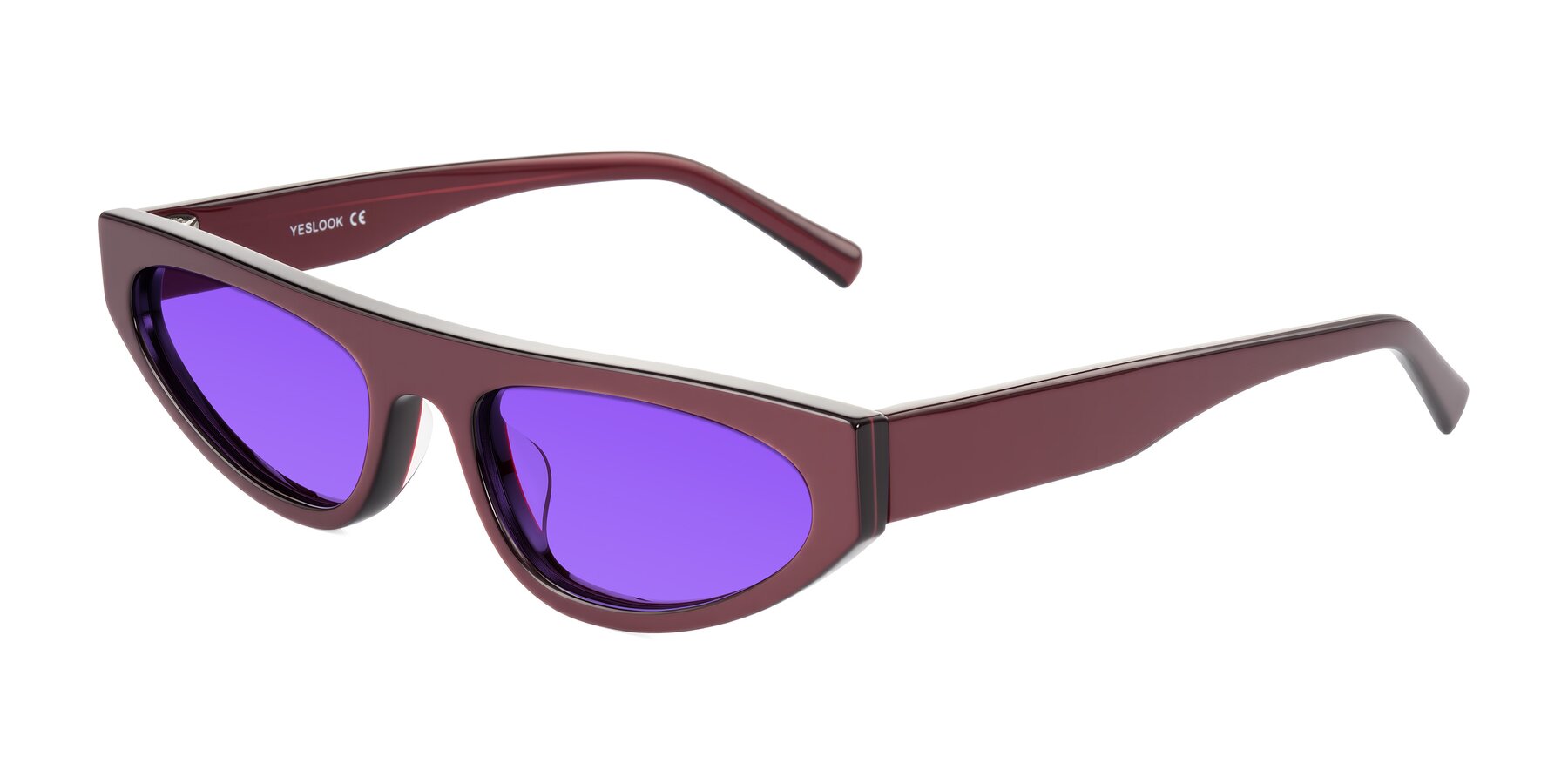 Angle of Carnew in Pearlescent Burgundy with Purple Tinted Lenses