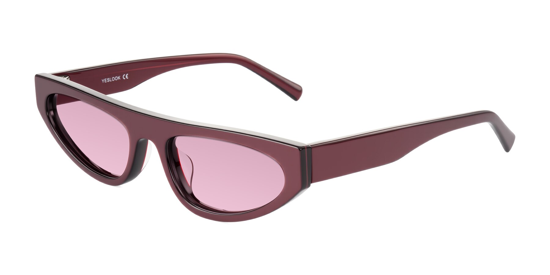 Angle of Carnew in Pearlescent Burgundy with Light Wine Tinted Lenses