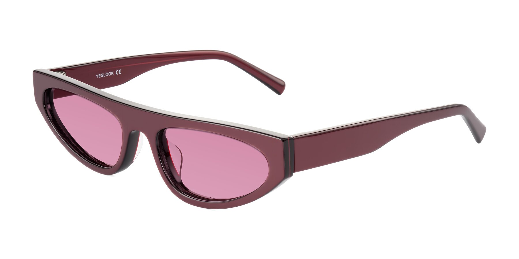 Angle of Carnew in Pearlescent Burgundy with Medium Wine Tinted Lenses