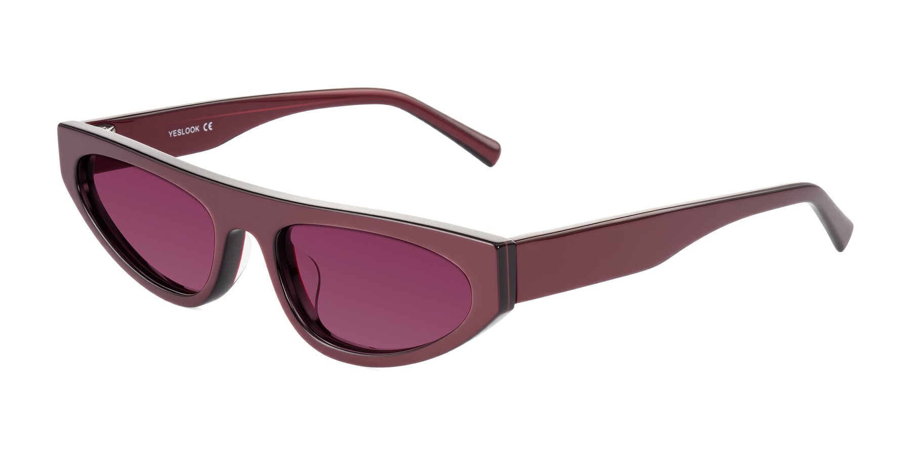 Angle of Carnew in Pearlescent Burgundy with Wine Tinted Lenses