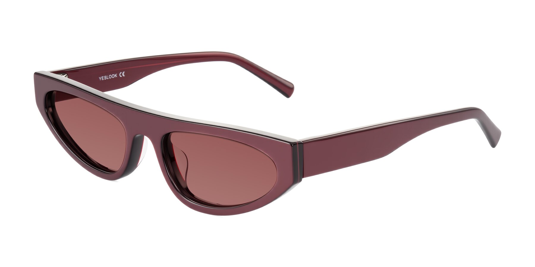Angle of Carnew in Pearlescent Burgundy with Garnet Tinted Lenses