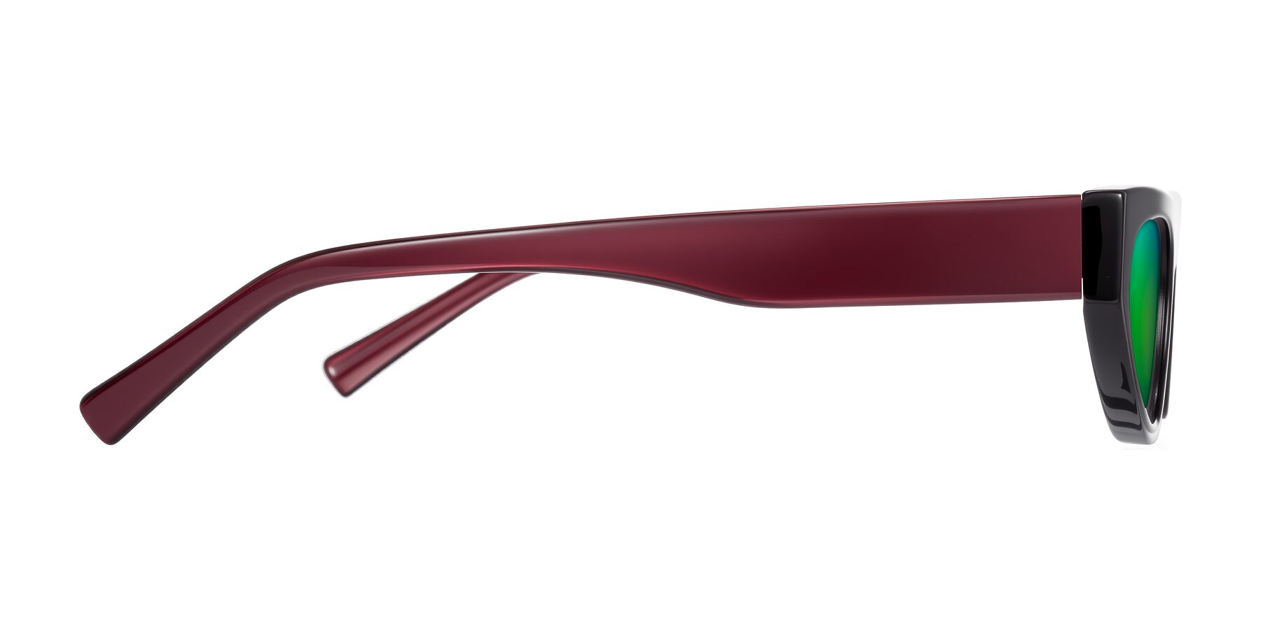 Side of Carnew in Pearlescent Burgundy with Green Mirrored Lenses