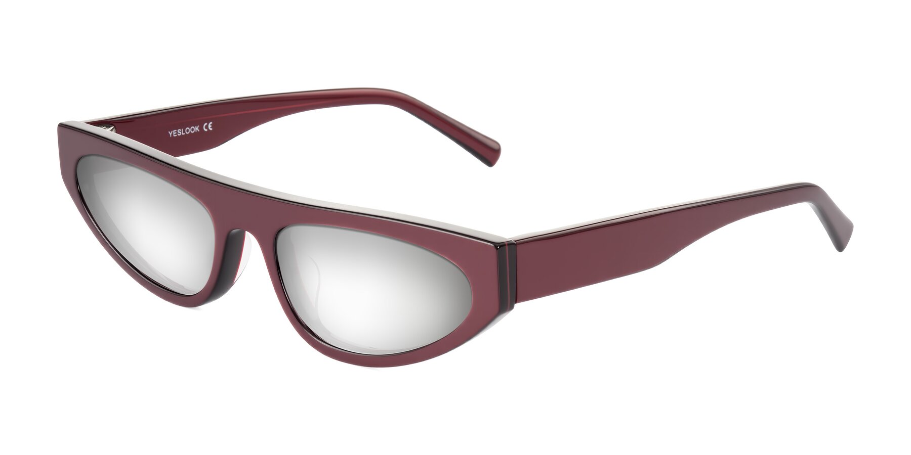 Angle of Carnew in Pearlescent Burgundy with Silver Mirrored Lenses