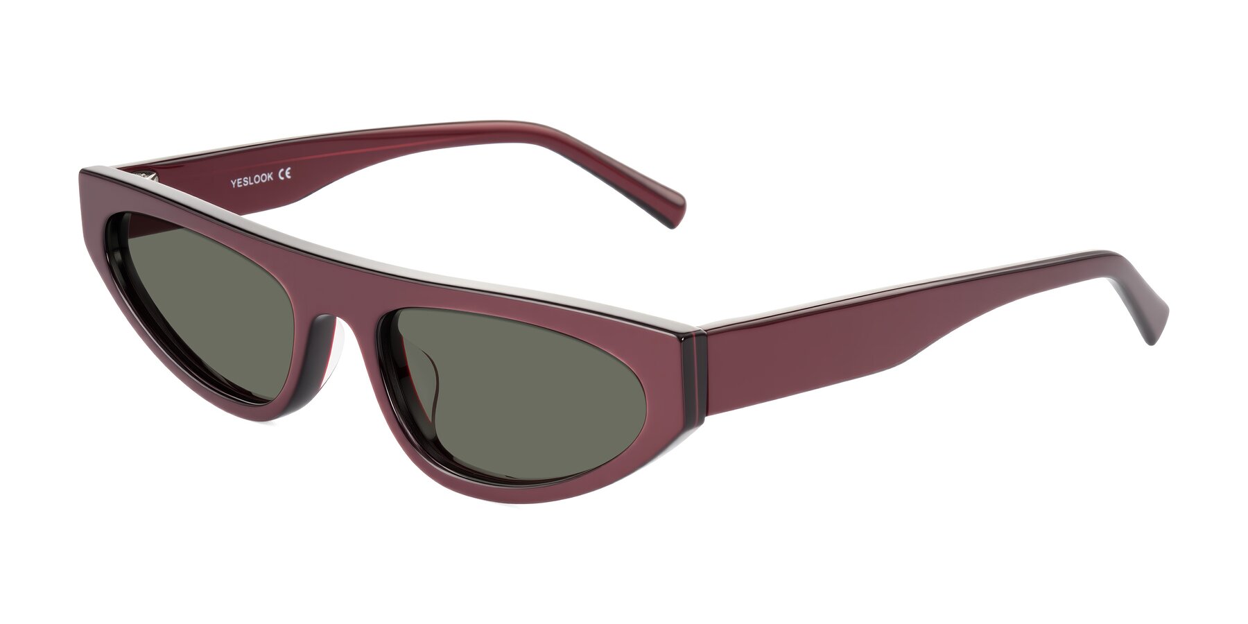 Angle of Carnew in Pearlescent Burgundy with Gray Polarized Lenses