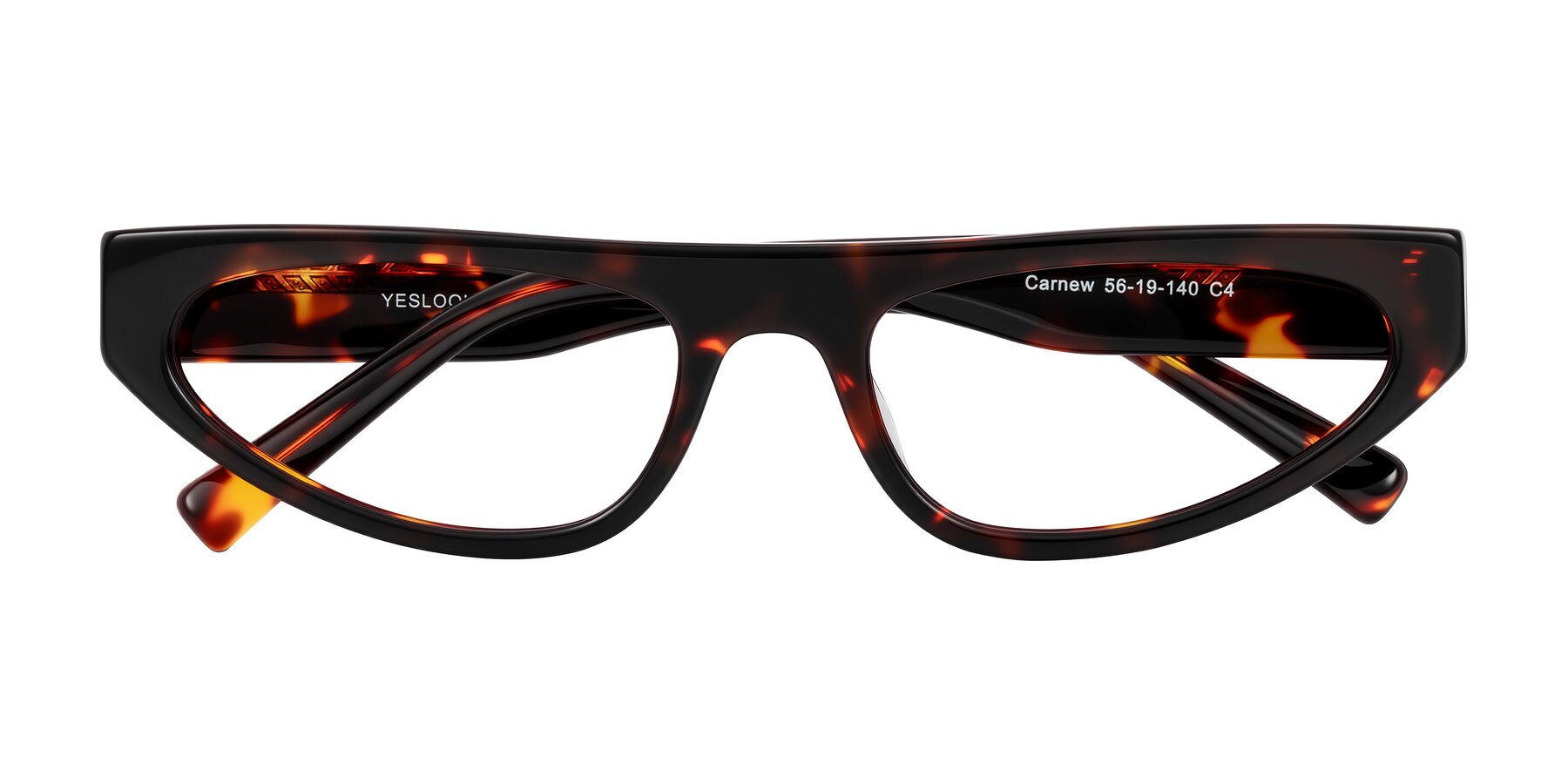 Folded Front of Carnew in Tortoise with Clear Reading Eyeglass Lenses