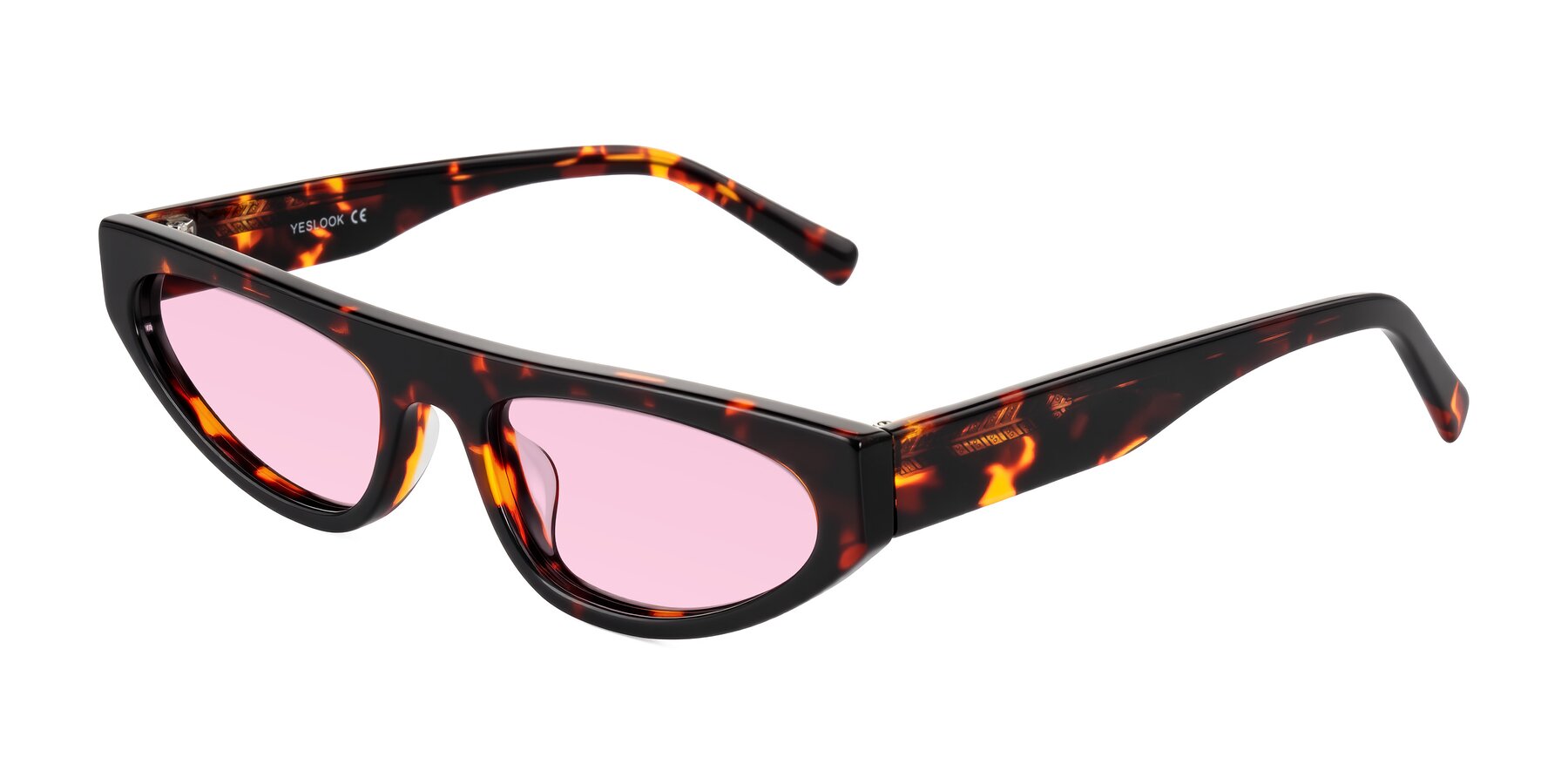 Angle of Carnew in Tortoise with Light Pink Tinted Lenses