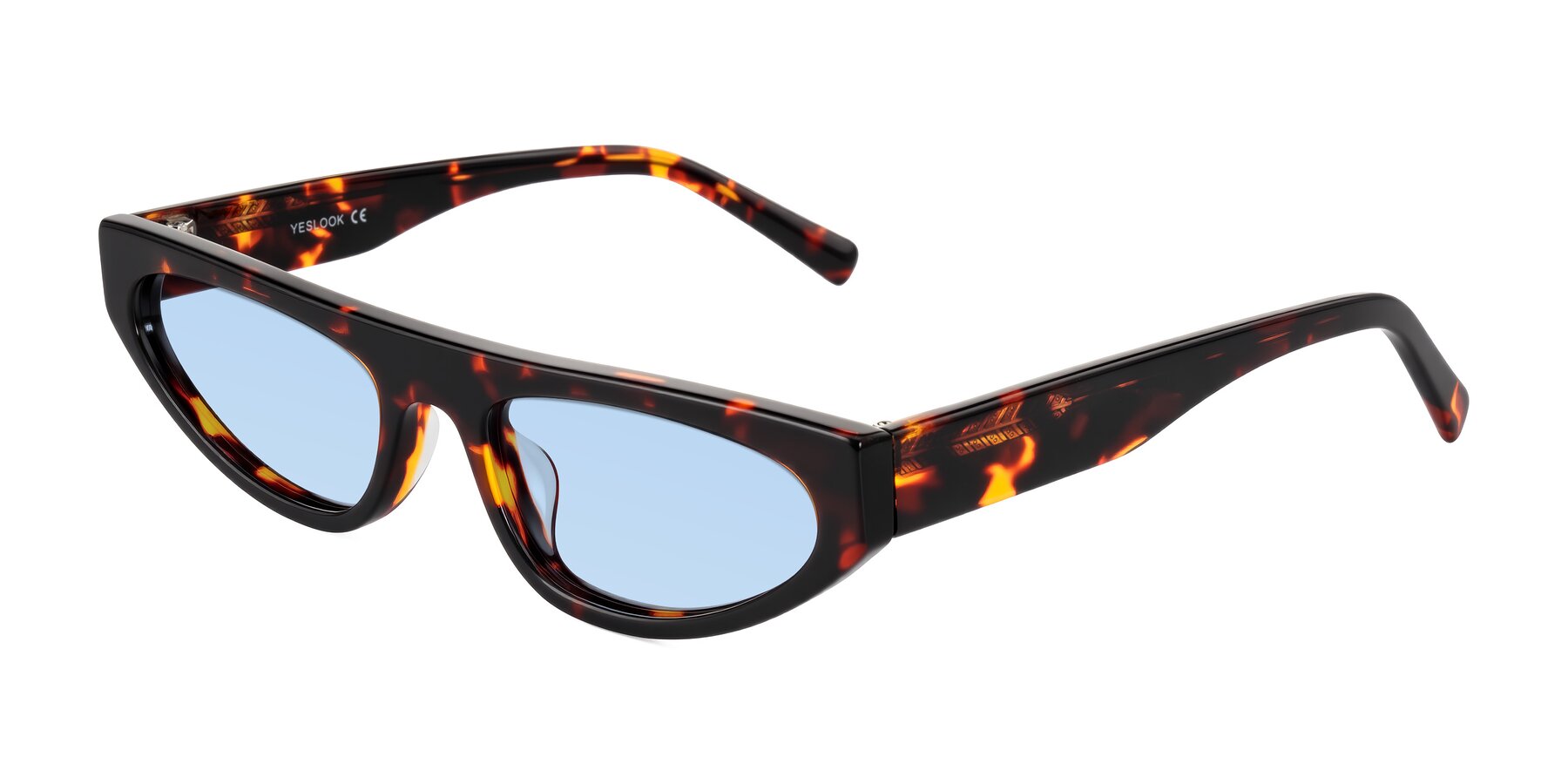 Angle of Carnew in Tortoise with Light Blue Tinted Lenses