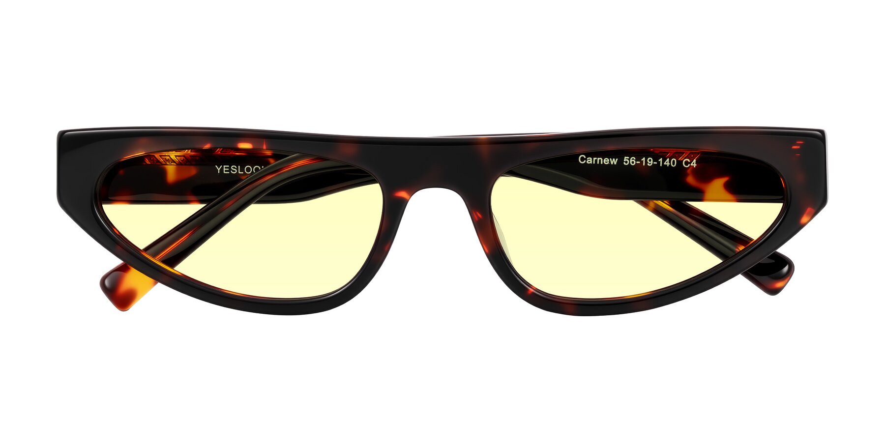 Folded Front of Carnew in Tortoise with Light Yellow Tinted Lenses