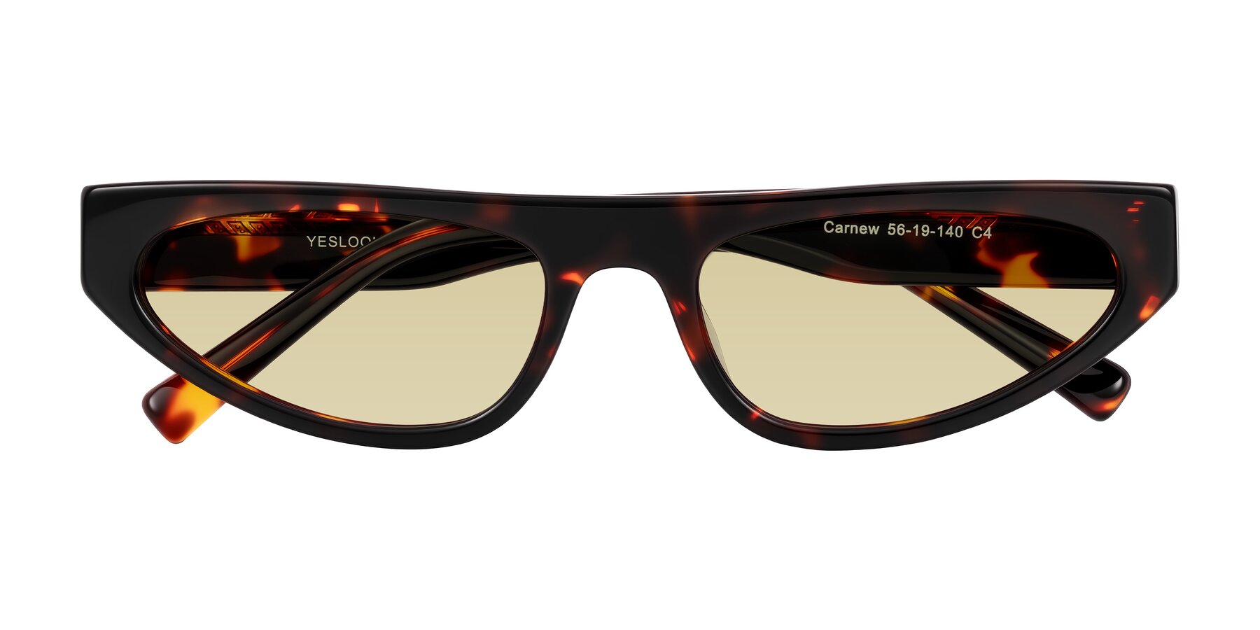 Folded Front of Carnew in Tortoise with Light Champagne Tinted Lenses