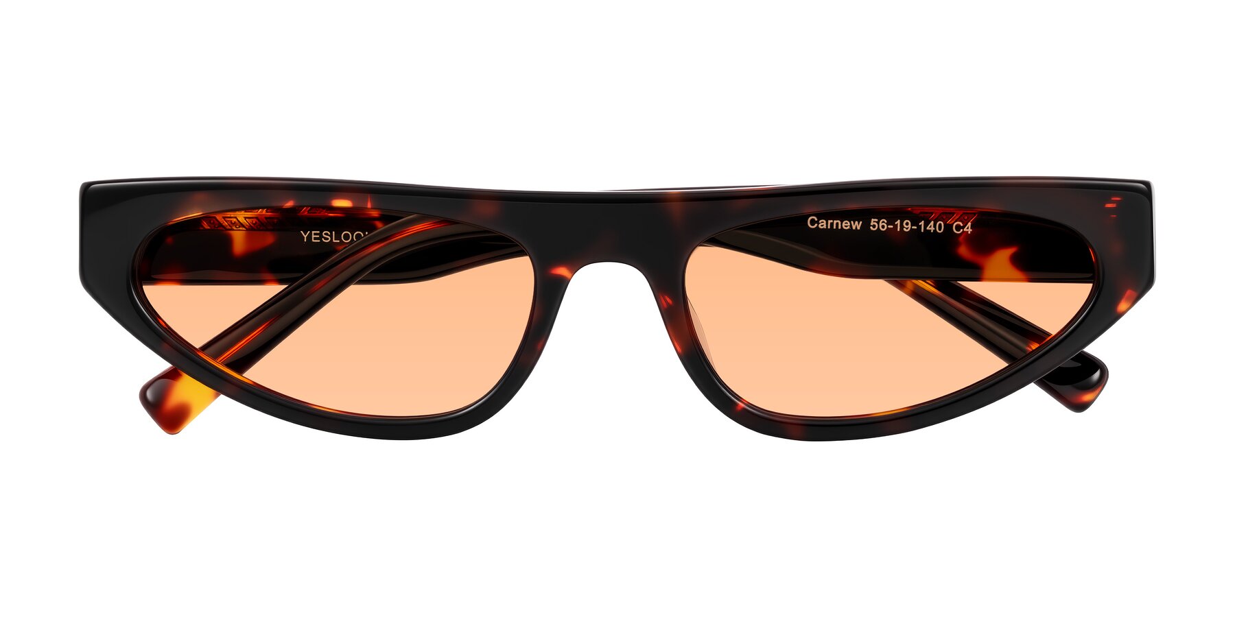 Folded Front of Carnew in Tortoise with Light Orange Tinted Lenses