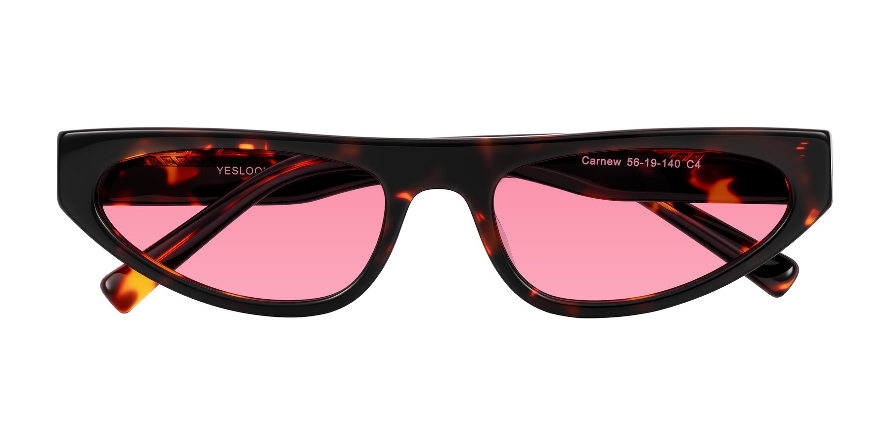 Folded Front of Carnew in Tortoise with Pink Tinted Lenses