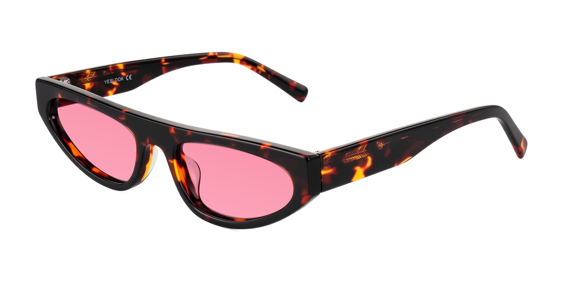 Angle of Carnew in Tortoise with Pink Tinted Lenses