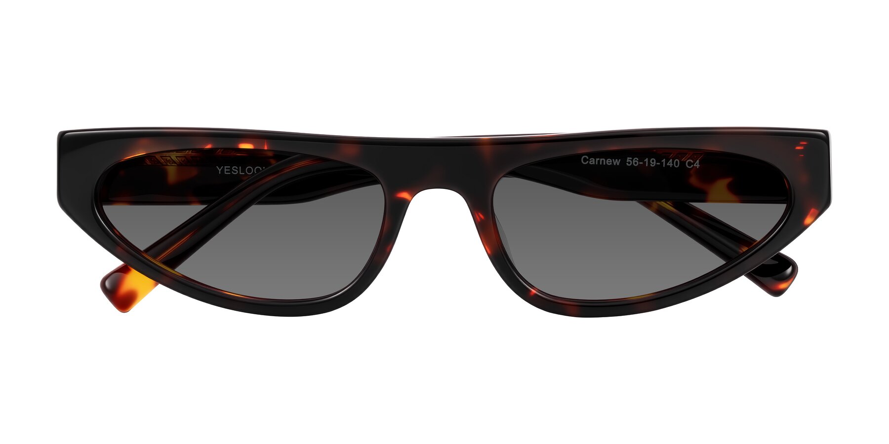 Folded Front of Carnew in Tortoise with Medium Gray Tinted Lenses