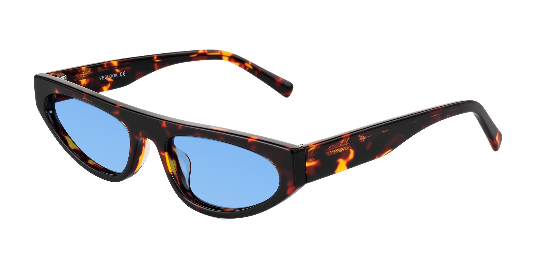 Angle of Carnew in Tortoise with Medium Blue Tinted Lenses