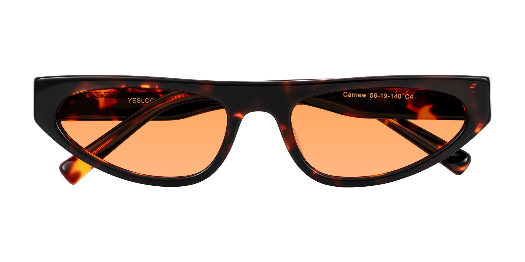 Folded Front of Carnew in Tortoise with Medium Orange Tinted Lenses