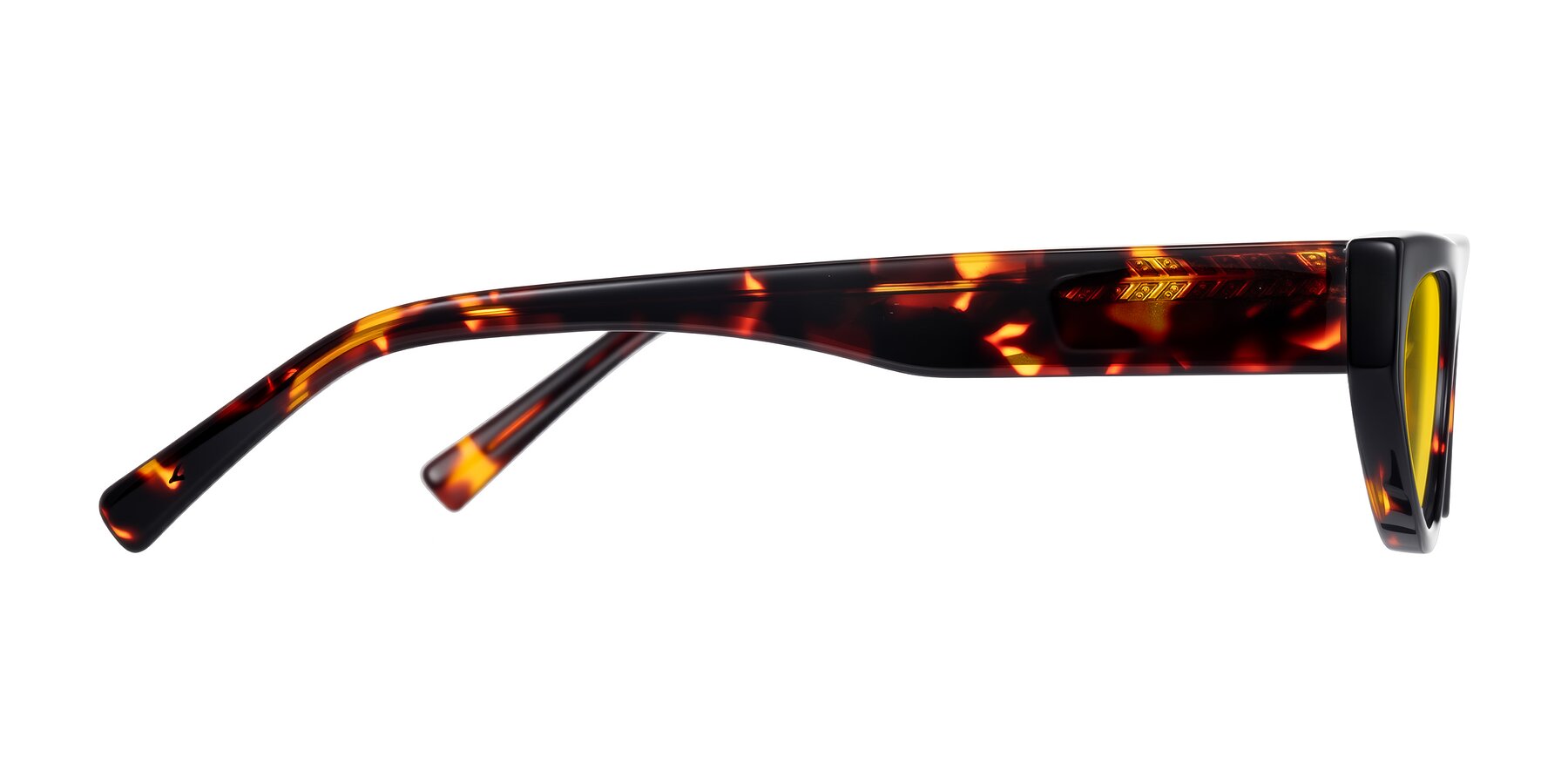 Side of Carnew in Tortoise with Yellow Tinted Lenses