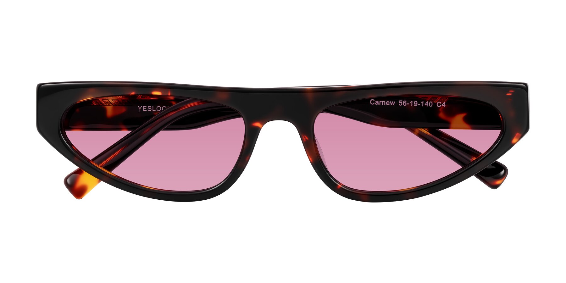 Folded Front of Carnew in Tortoise with Medium Wine Tinted Lenses