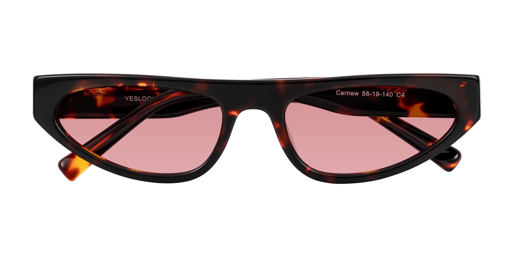 Folded Front of Carnew in Tortoise with Medium Garnet Tinted Lenses