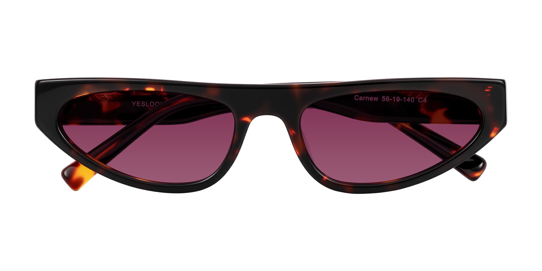 Folded Front of Carnew in Tortoise with Wine Tinted Lenses