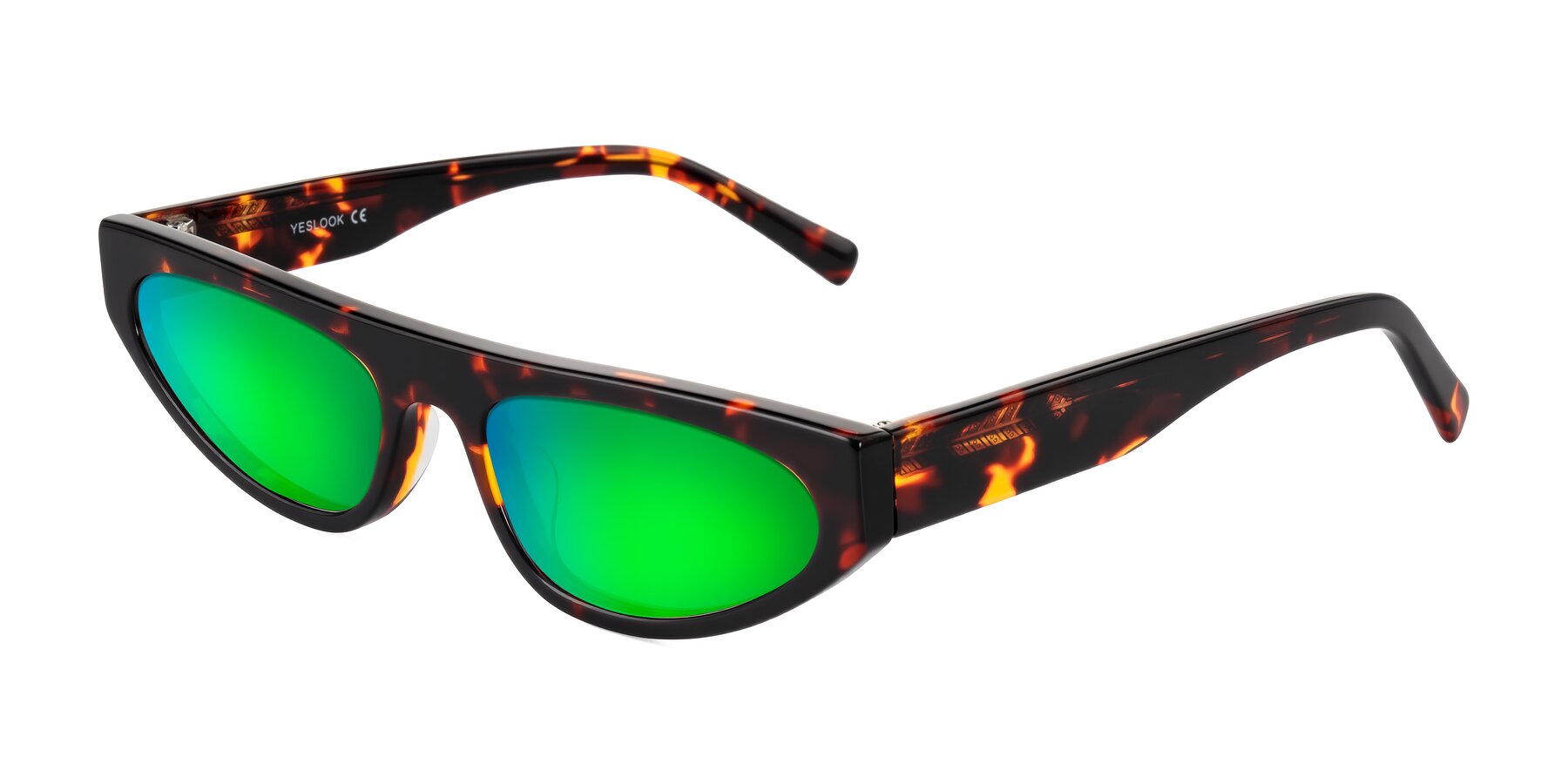 Angle of Carnew in Tortoise with Green Mirrored Lenses