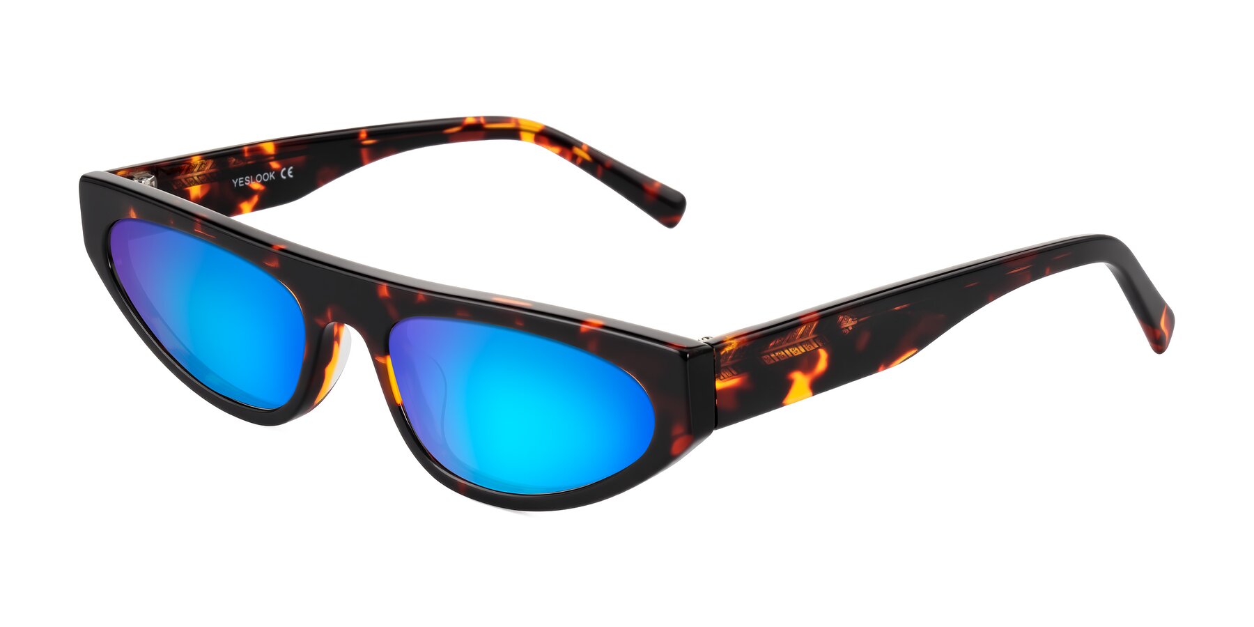 Angle of Carnew in Tortoise with Blue Mirrored Lenses