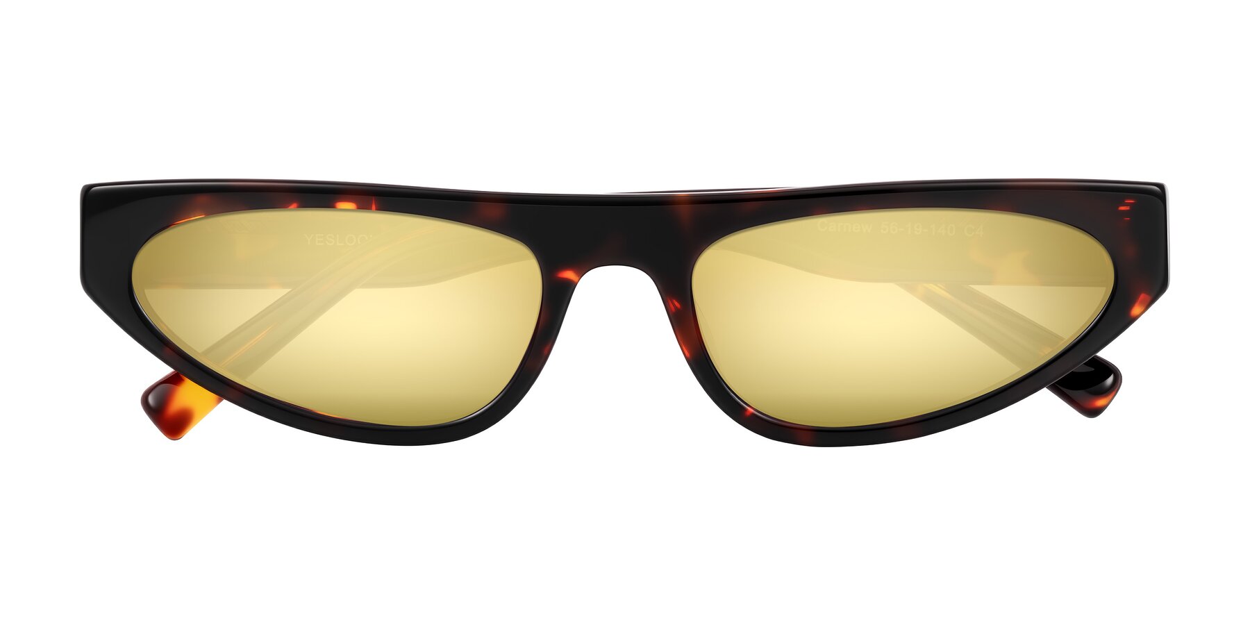 Folded Front of Carnew in Tortoise with Gold Mirrored Lenses