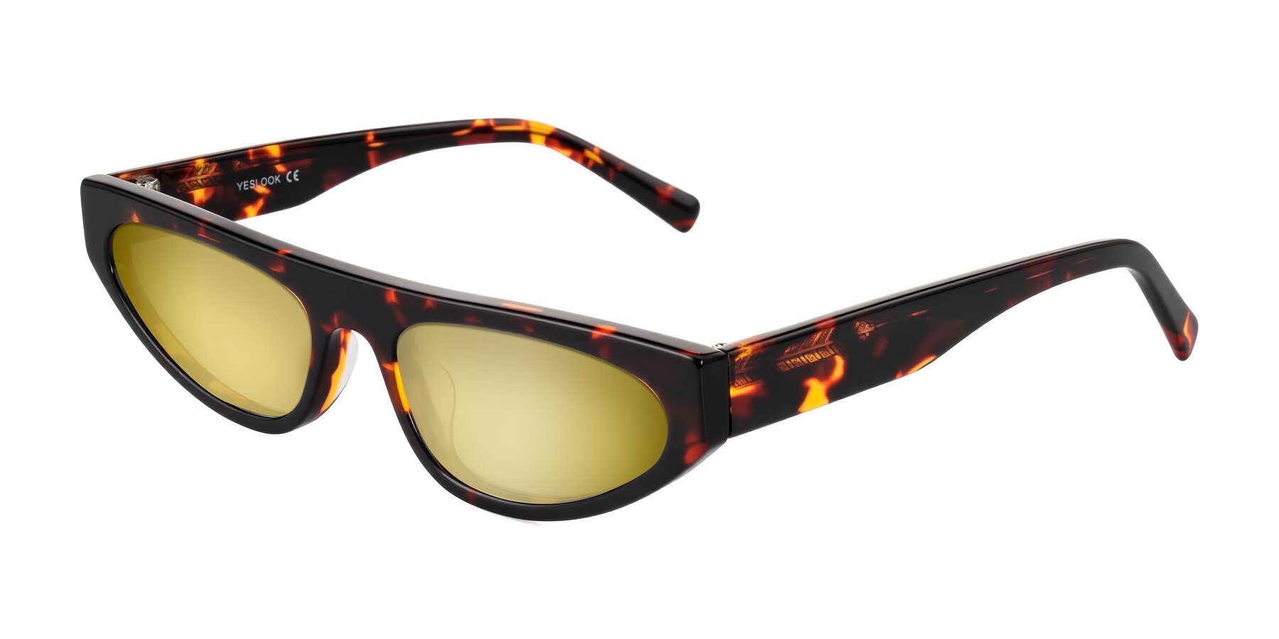 Angle of Carnew in Tortoise with Gold Mirrored Lenses