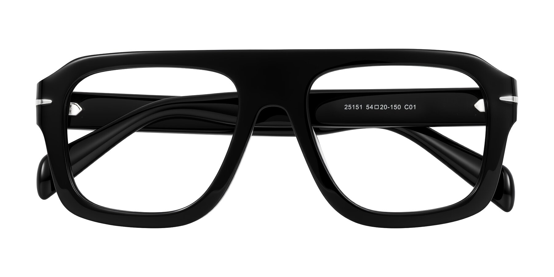 Folded Front of Petenwell in Black with Clear Eyeglass Lenses
