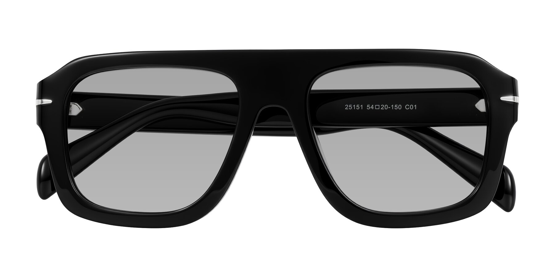 Folded Front of Petenwell in Black with Light Gray Tinted Lenses