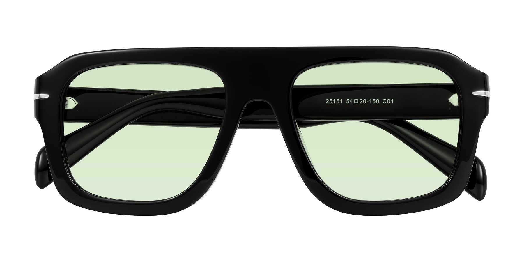 Folded Front of Petenwell in Black with Light Green Tinted Lenses