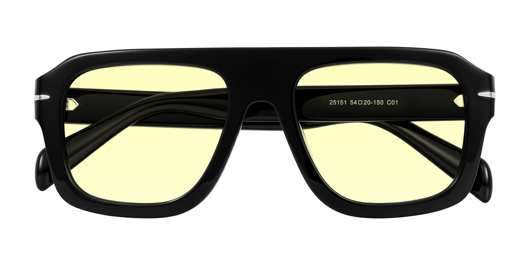 Folded Front of Petenwell in Black with Light Yellow Tinted Lenses