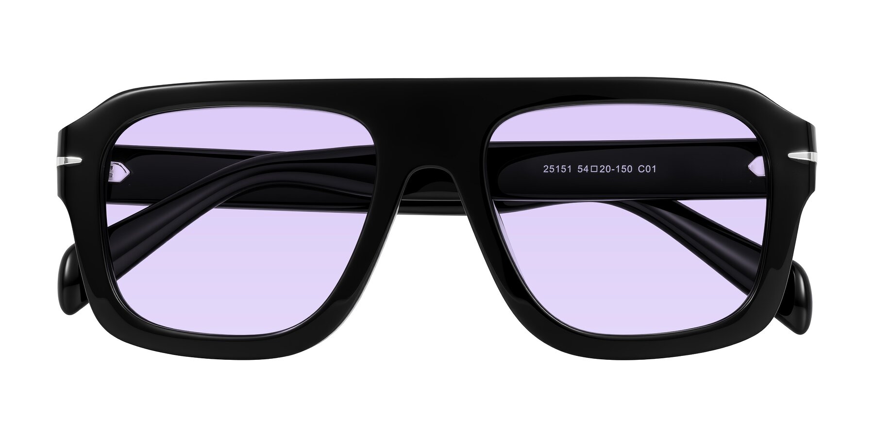 Folded Front of Petenwell in Black with Light Purple Tinted Lenses
