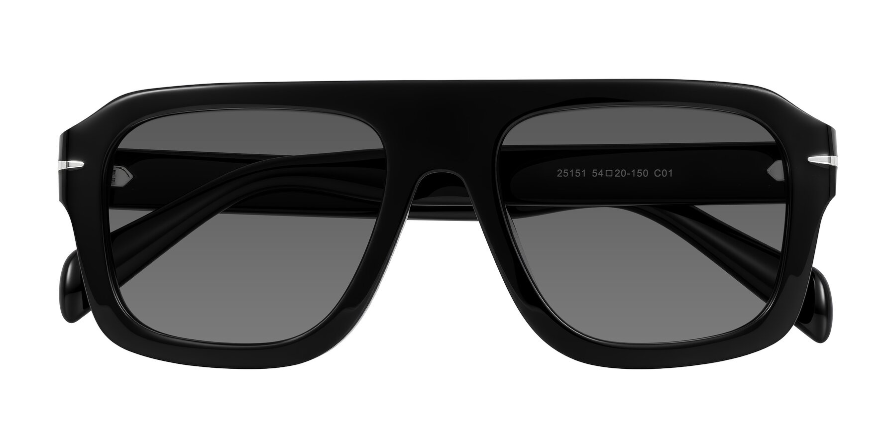 Folded Front of Petenwell in Black with Medium Gray Tinted Lenses